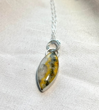 Sterling silver, Bumble bee jasper, 18 inch sterling silver chain