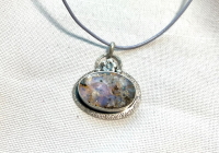 Sterling silver, boulder opal, leather cord